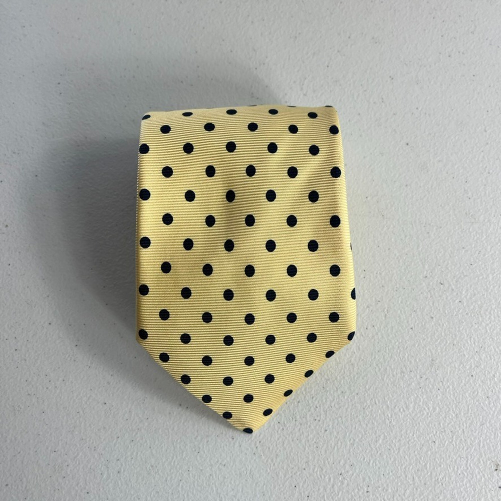 Brooks Brothers Makers Tie Men's All Silk Yellow & Blue Dots Handmade In USA